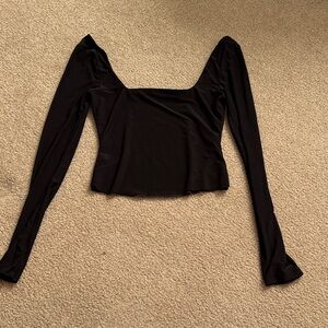 Elegant Black Long Sleeve Women's Crop Top